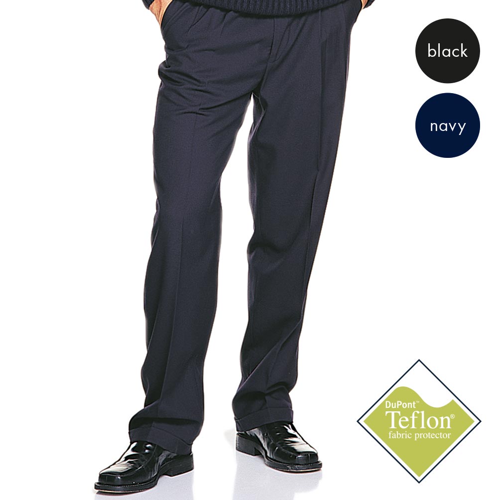 Mens Teflon Pleat-Front Trousers